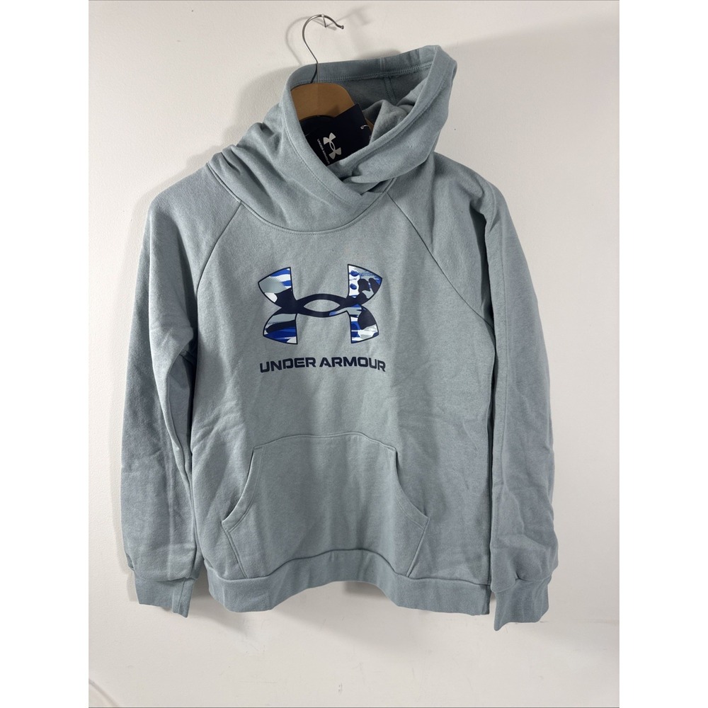 Under‎ Armour 1373127 Girls YLG Rival Fleece Big Logo Hoodie, (781) Green/Navy